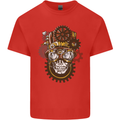Steampunk Skull Mens Cotton T-Shirt Tee Top Red