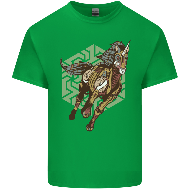 Steampunk Unicorn Mens Cotton T-Shirt Tee Top Irish Green
