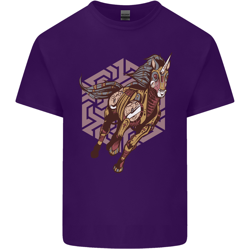 Steampunk Unicorn Mens Cotton T-Shirt Tee Top Purple