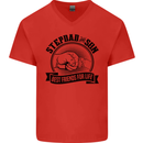 Stepdad & Son Best Friends Father's Day Mens V-Neck Cotton T-Shirt Red