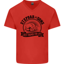 Stepdad & Sons Best Friends Father's Day Mens V-Neck Cotton T-Shirt Red