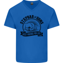 Stepdad & Sons Best Friends Father's Day Mens V-Neck Cotton T-Shirt Royal Blue