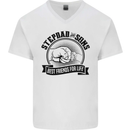 Stepdad & Sons Best Friends Father's Day Mens V-Neck Cotton T-Shirt White