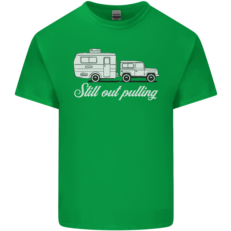 Still Out Pulling Funny Caravan Caravanning Mens Cotton T-Shirt Tee Top Irish Green