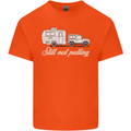 Still Out Pulling Funny Caravan Caravanning Mens Cotton T-Shirt Tee Top Orange