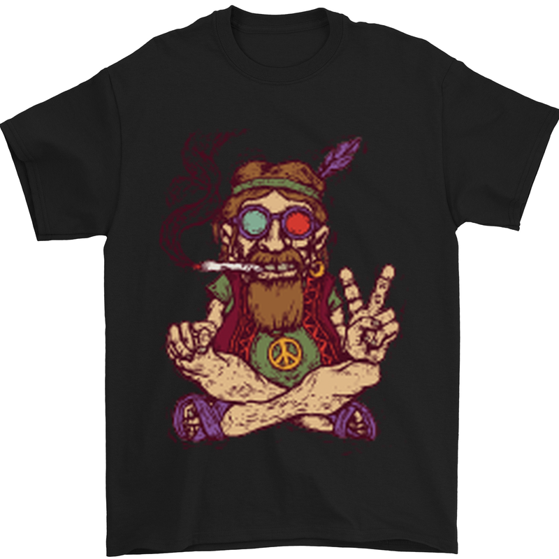 Stoned Hippy Spliff Weed Drugs LSD Acid Mens T-Shirt Cotton Gildan Black