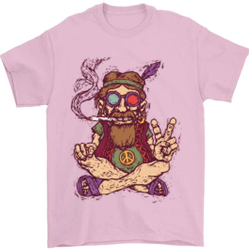Stoned Hippy Spliff Weed Drugs LSD Acid Mens T-Shirt Cotton Gildan Light Pink