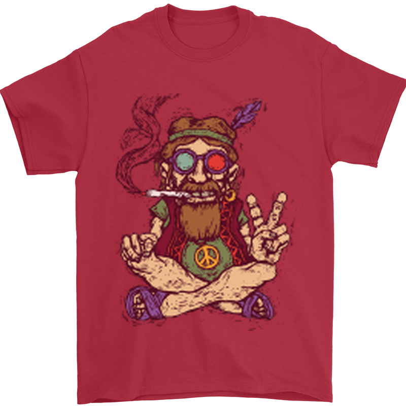 Stoned Hippy Spliff Weed Drugs LSD Acid Mens T-Shirt Cotton Gildan Red