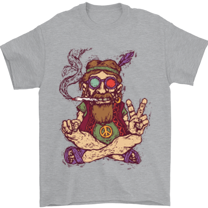 Stoned Hippy Spliff Weed Drugs LSD Acid Mens T-Shirt Cotton Gildan Sports Grey