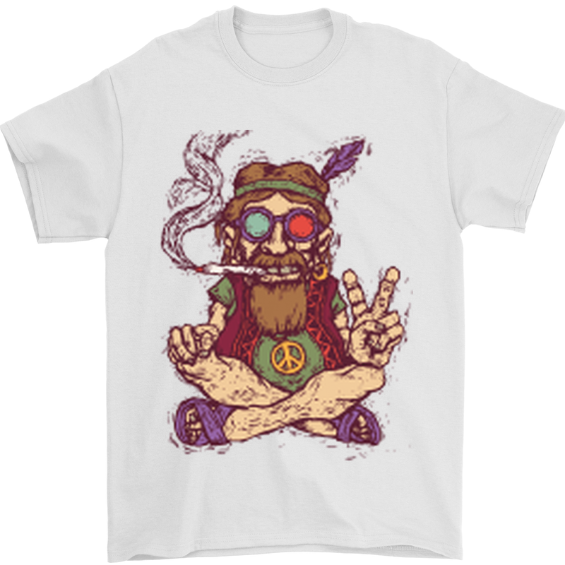 Stoned Hippy Spliff Weed Drugs LSD Acid Mens T-Shirt Cotton Gildan White