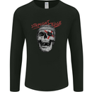 Straight Edge Skull Biker Motorcycle Mens Long Sleeve T-Shirt Black