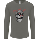 Straight Edge Skull Biker Motorcycle Mens Long Sleeve T-Shirt Charcoal