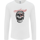 Straight Edge Skull Biker Motorcycle Mens Long Sleeve T-Shirt White