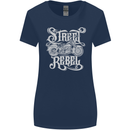 Street Rebel Motorcycles Motorbike Biker Womens Wider Cut T-Shirt Navy Blue