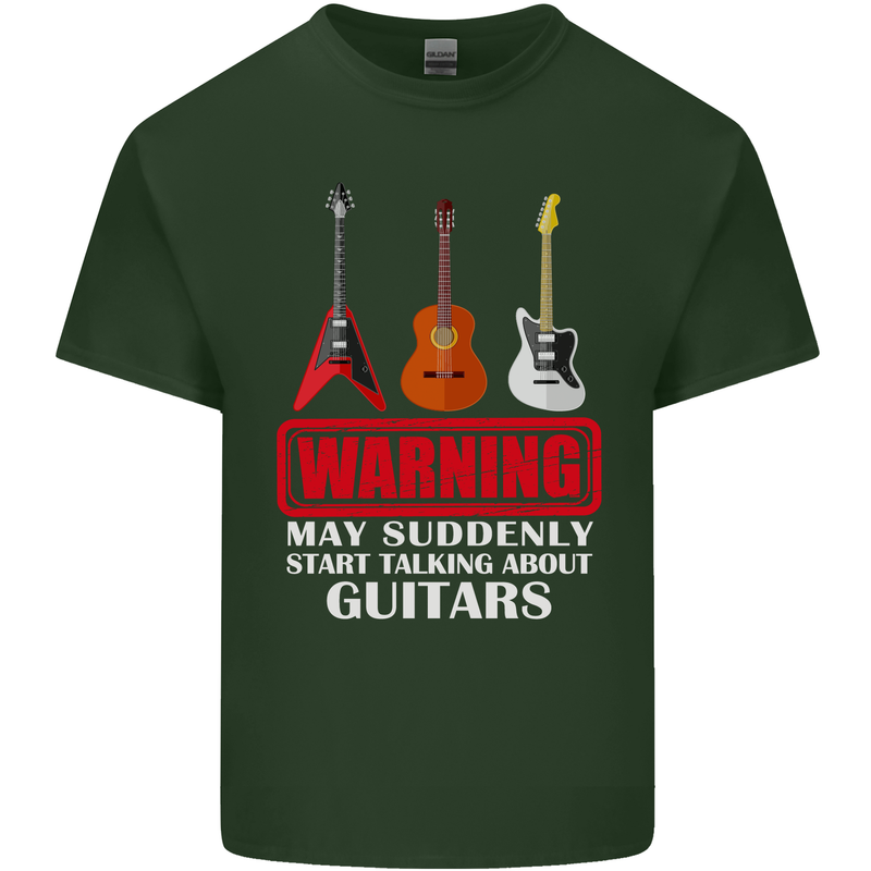 Suddenly Start Talking About Guitars Funny Mens Cotton T-Shirt Tee Top Forest Green