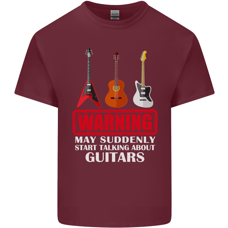Suddenly Start Talking About Guitars Funny Mens Cotton T-Shirt Tee Top Maroon