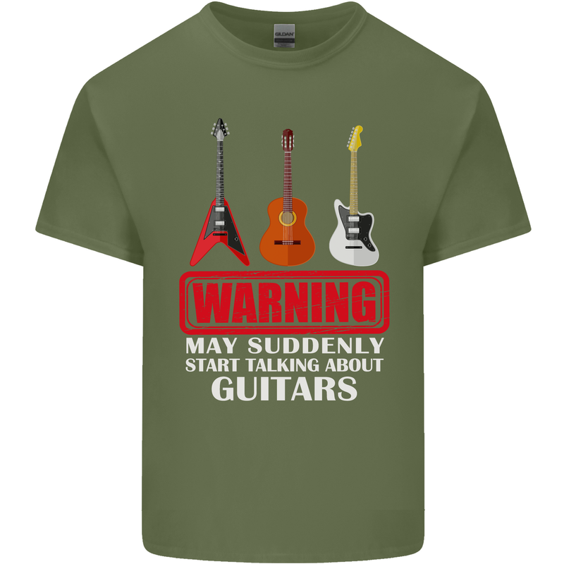 Suddenly Start Talking About Guitars Funny Mens Cotton T-Shirt Tee Top Military Green