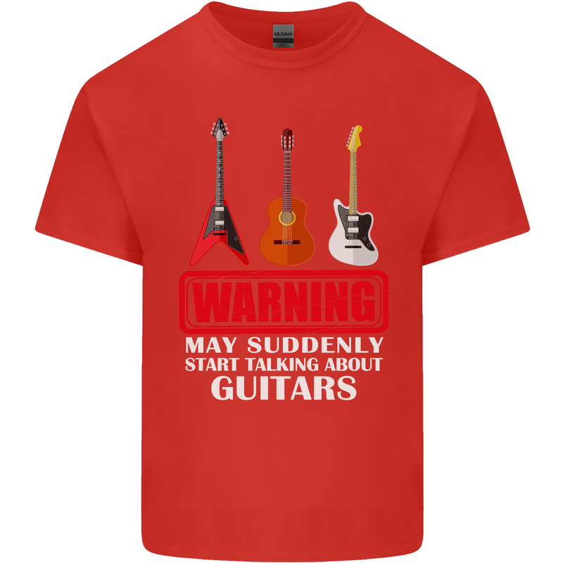 Suddenly Start Talking About Guitars Funny Mens Cotton T-Shirt Tee Top Red