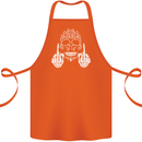 Sugar Skull Finger Flip Rude Offensive Cotton Apron 100% Organic Orange
