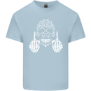Sugar Skull Finger Flip Rude Offensive Mens Cotton T-Shirt Tee Top Light Blue