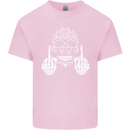 Sugar Skull Finger Flip Rude Offensive Mens Cotton T-Shirt Tee Top Light Pink