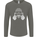 Sugar Skull Finger Flip Rude Offensive Mens Long Sleeve T-Shirt Charcoal