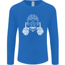 Sugar Skull Finger Flip Rude Offensive Mens Long Sleeve T-Shirt Royal Blue