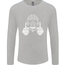 Sugar Skull Finger Flip Rude Offensive Mens Long Sleeve T-Shirt Sports Grey