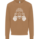 Sugar Skull Finger Flip Rude Offensive Mens Sweatshirt Jumper Caramel Latte