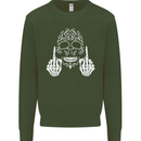 Sugar Skull Finger Flip Rude Offensive Mens Sweatshirt Jumper Forest Green