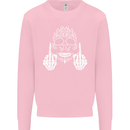 Sugar Skull Finger Flip Rude Offensive Mens Sweatshirt Jumper Light Pink