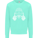 Sugar Skull Finger Flip Rude Offensive Mens Sweatshirt Jumper Peppermint