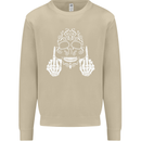 Sugar Skull Finger Flip Rude Offensive Mens Sweatshirt Jumper Sand