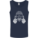 Sugar Skull Finger Flip Rude Offensive Mens Vest Tank Top Navy Blue
