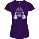 Sugar Skull Finger Flip Rude Offensive Womens Petite Cut T-Shirt Purple