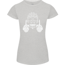 Sugar Skull Finger Flip Rude Offensive Womens Petite Cut T-Shirt Sports Grey