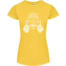 Sugar Skull Finger Flip Rude Offensive Womens Petite Cut T-Shirt Yellow
