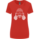 Sugar Skull Finger Flip Rude Offensive Womens Wider Cut T-Shirt Red