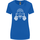 Sugar Skull Finger Flip Rude Offensive Womens Wider Cut T-Shirt Royal Blue
