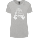 Sugar Skull Finger Flip Rude Offensive Womens Wider Cut T-Shirt Sports Grey