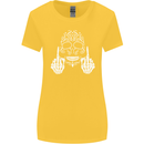 Sugar Skull Finger Flip Rude Offensive Womens Wider Cut T-Shirt Yellow