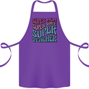 Super Mum Wife Teacher Cotton Apron 100% Organic Purple