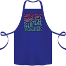 Super Mum Wife Teacher Cotton Apron 100% Organic Royal Blue