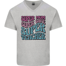 Super Mum Wife Teacher Mens V-Neck Cotton T-Shirt Sports Grey