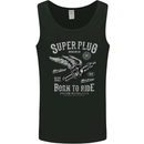 Super Plug Motorbike Cafe Racer Biker Mens Vest Tank Top Black