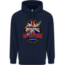 Supermarine Spitfire Flying Legend Mens 80% Cotton Hoodie Navy Blue