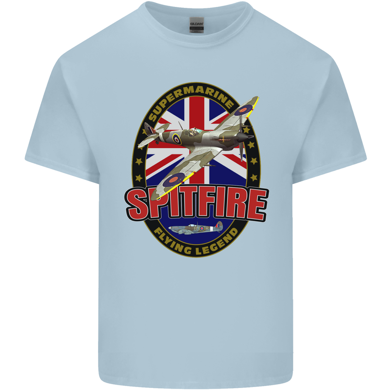 Supermarine Spitfire Flying Legend Mens Cotton T-Shirt Tee Top Light Blue