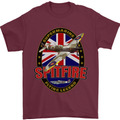 Supermarine Spitfire Flying Legend Mens T-Shirt Cotton Gildan Maroon