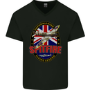 Supermarine Spitfire Flying Legend Mens V-Neck Cotton T-Shirt Black