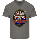 Supermarine Spitfire Flying Legend Mens V-Neck Cotton T-Shirt Charcoal